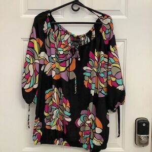 Torrid Floral Blouse size 2 Tie Front & Sleeves & Open Arms Top